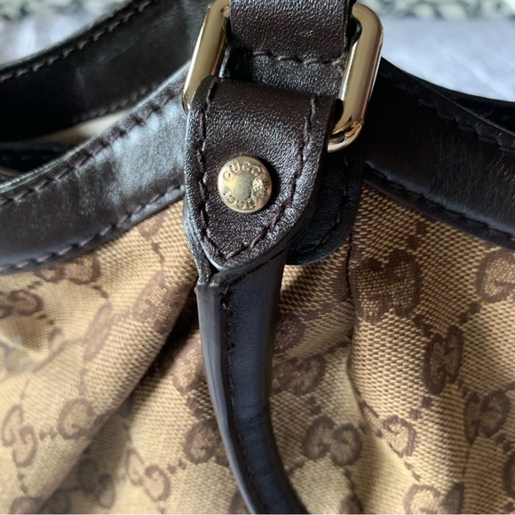 Like New GUCCI Sukey GG Canvas Medium Tote Shoulder Bag Brown Tan Monogram - Picture 11 of 17